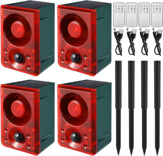 Qualirey Solar Outdoor Motion Sensor Alarm for Animal Deterrent