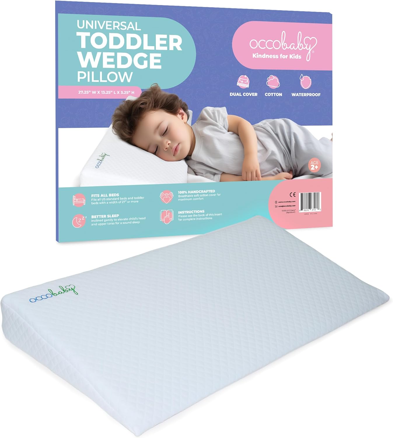 OCCObaby Toddler Pillow Wedge for Neck Support and Comfort
