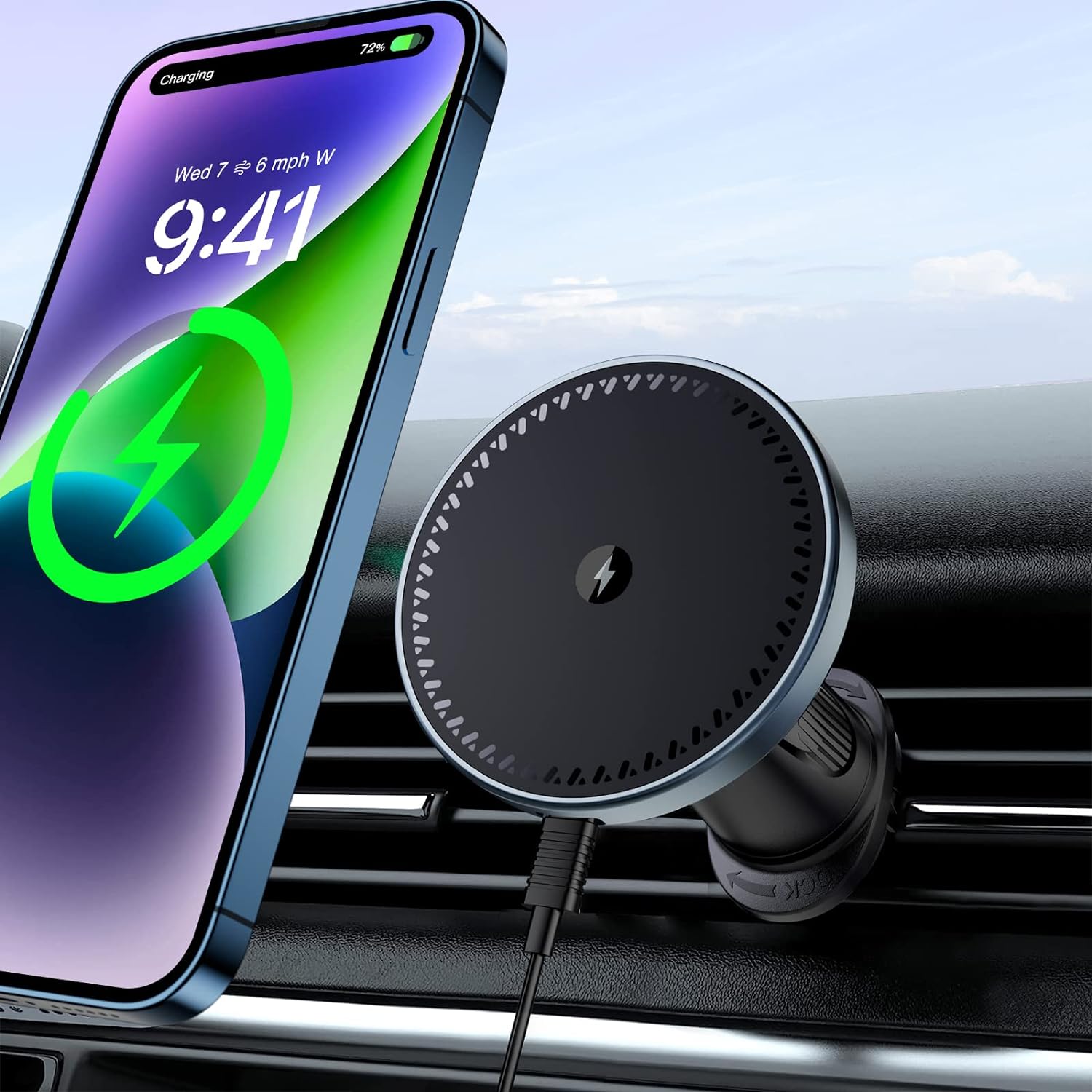 Beeasy 15W Fast MagSafe Car Mount Charger