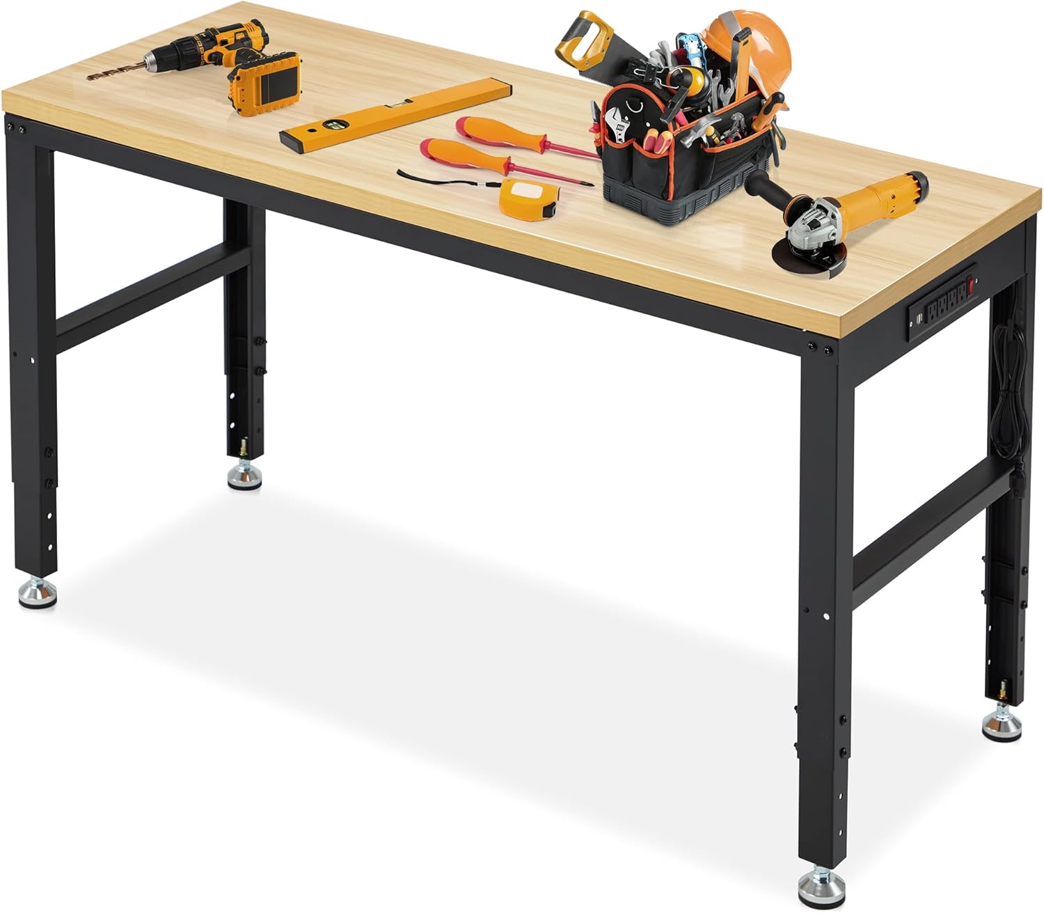 60 Adjustable Workbench with Power Outlet for Home and Garage