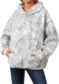 Women Camo Hoodies Oversized Maple Leaf Fleece Pullover - Cozy