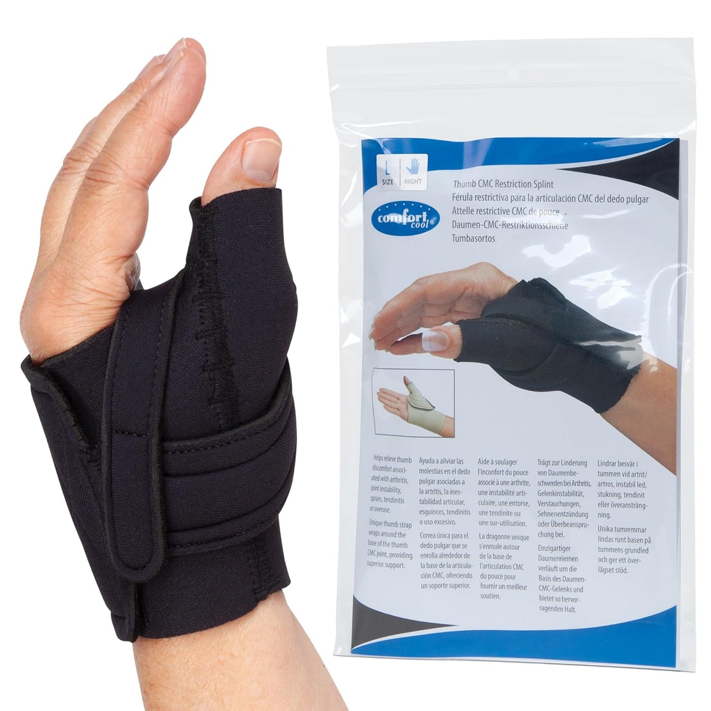 Comfort Cool Thumb CMC Restriction Splint for Left Hand