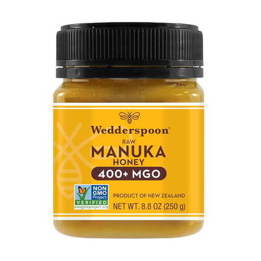 Wedderspoon Raw Premium Manuka Honey 400+ MGO for Wellness