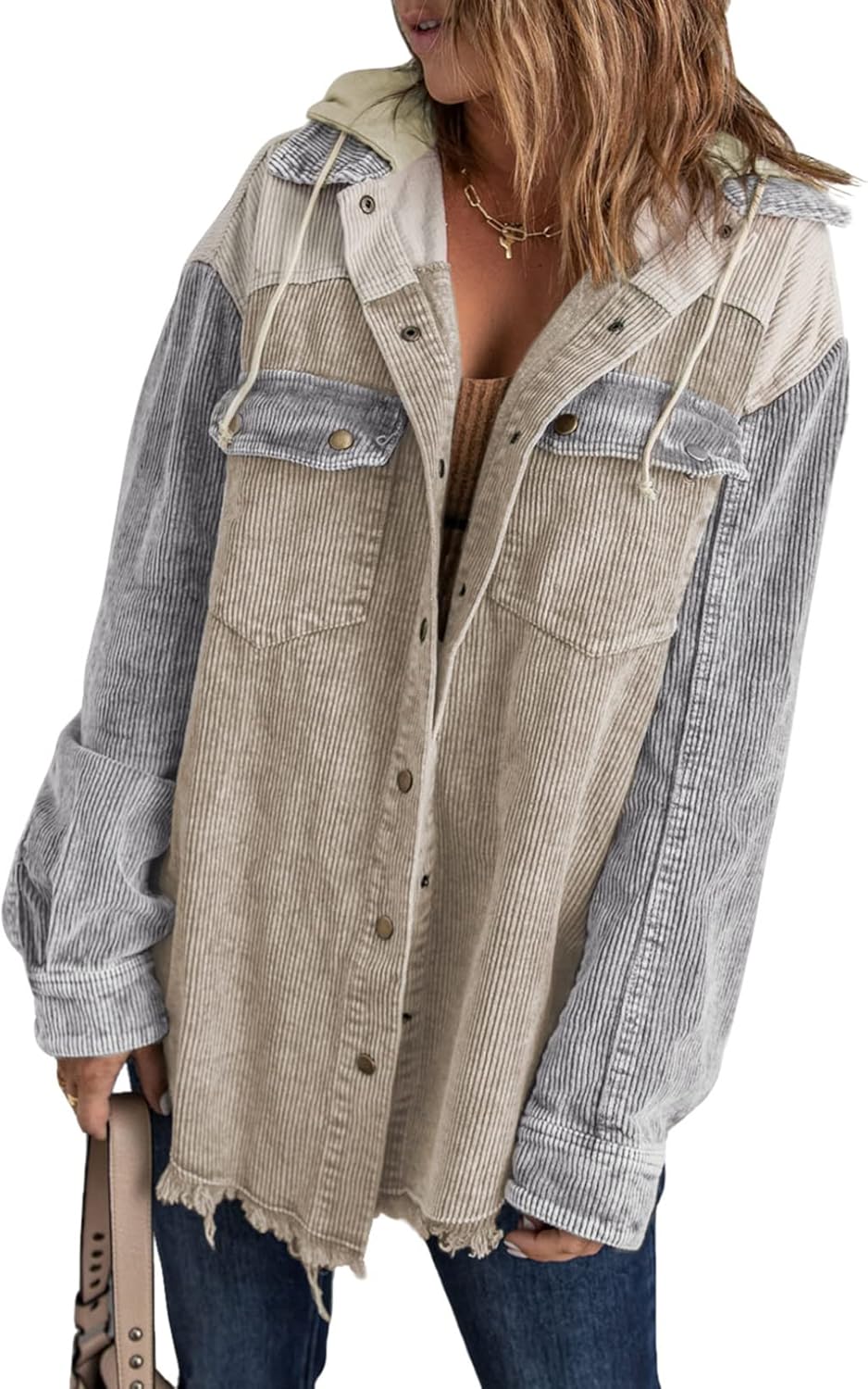 Dokotoo Womens Fall Corduroy Shacket Jacket with Pockets