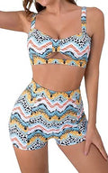 High Waisted Two Piece Bathing Suit - Vintage Boy Short Bikini