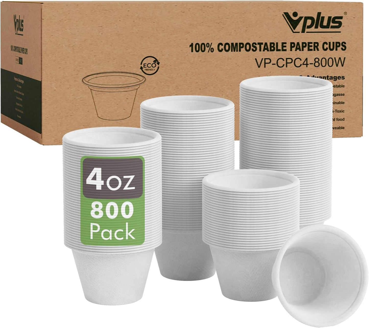 Vplus 800 Pack 4 OZ Disposable Souffle Cups for Eco-Friendly Use