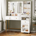 Makeup Vanity with Lights and Charging Station - White Vanity Desk