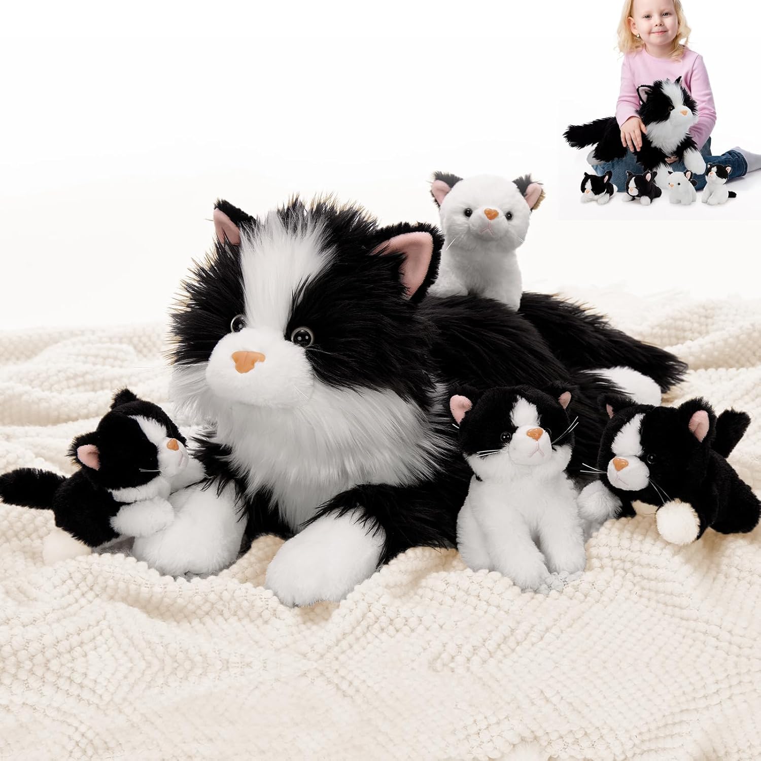 Tezituor 5Pcs Cat Stuffed Animals Set for Kids and Adults