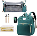 Diaper Bag Backpack with Changing Station Green - Large 15-Pocket