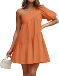 One Shoulder Mini Baby Doll Dress - Flowy Summer Tiered Style