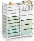 14 Drawer Rolling Cart with Tabletop & DIY Pegboard - Mobile Craft