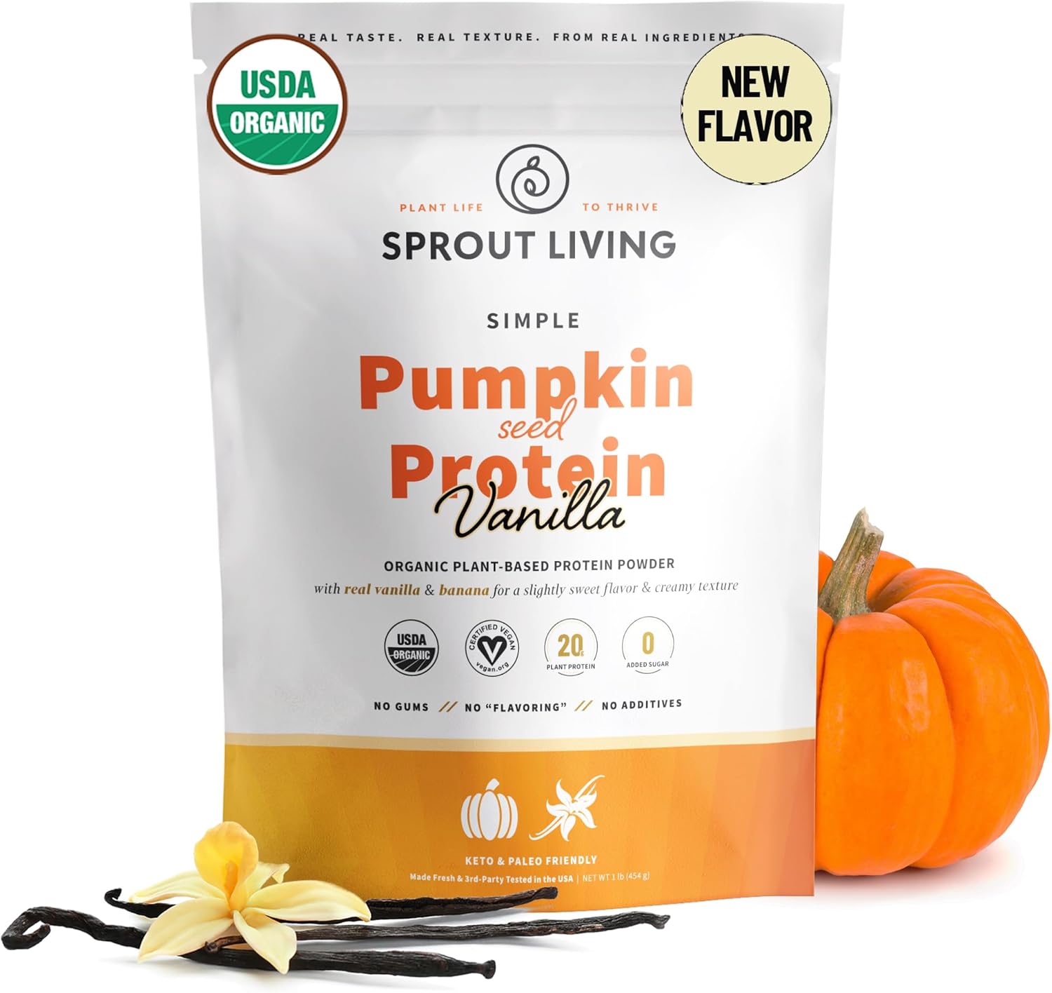 Organic Pumpkin Seed Protein Powder with Vanilla Flavor - 20g Protein