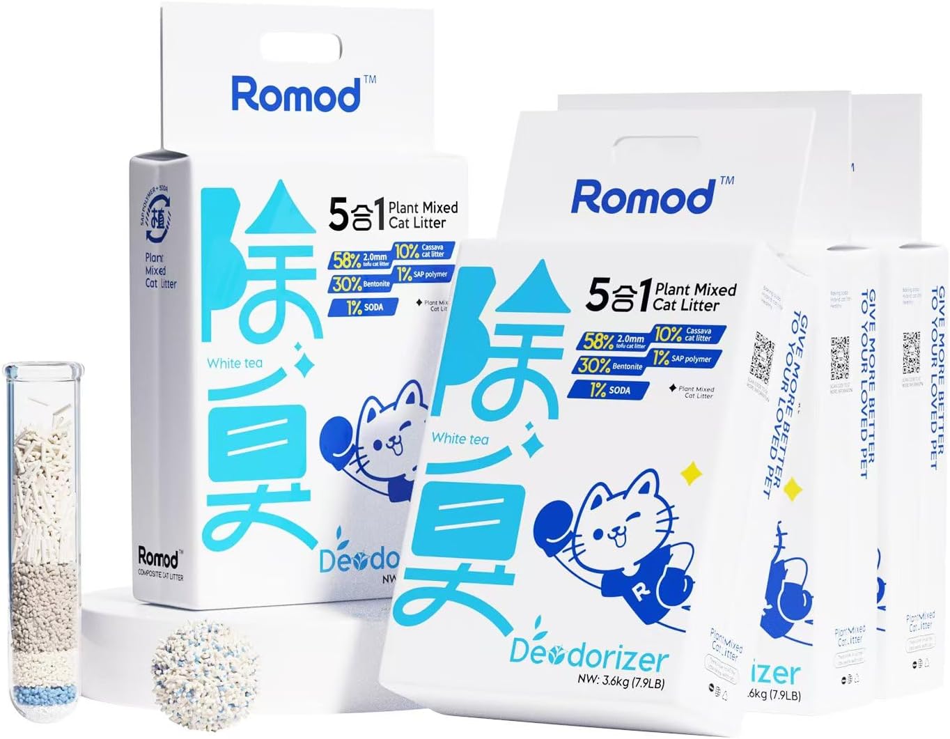 4Bags 5-in-1 Tofu Cat Litter for Superior Odor Control