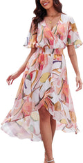 Elegant Floral Short Sleeve Maxi Dress for Women by Kormei