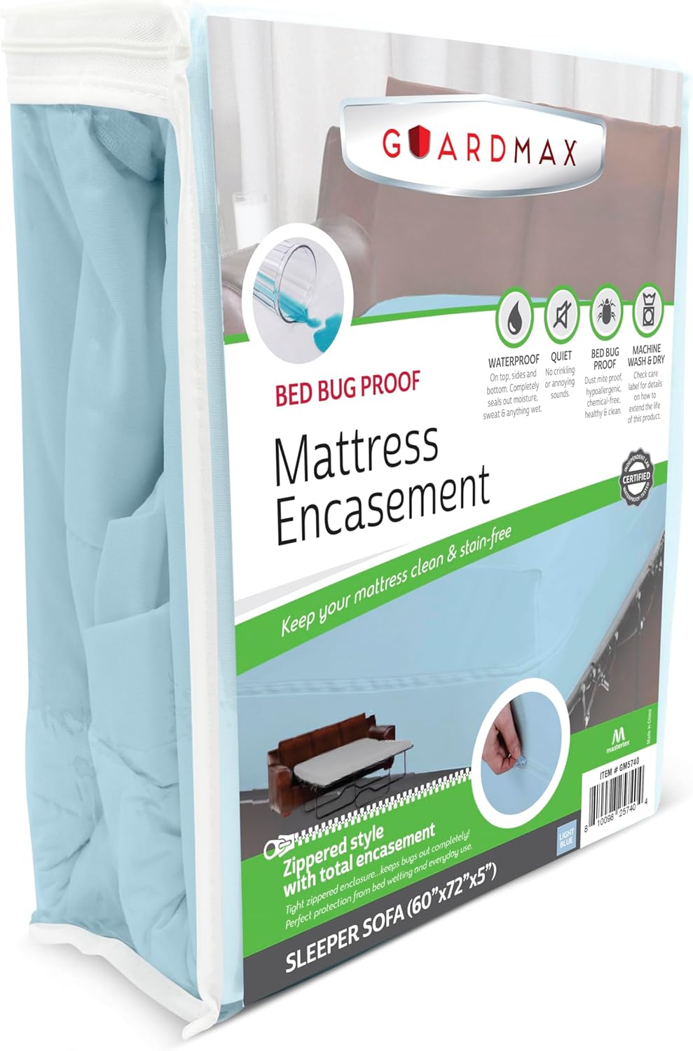 Guardmax Jersey Knitted Sleeper Sofa Mattress Encasement - Waterproof