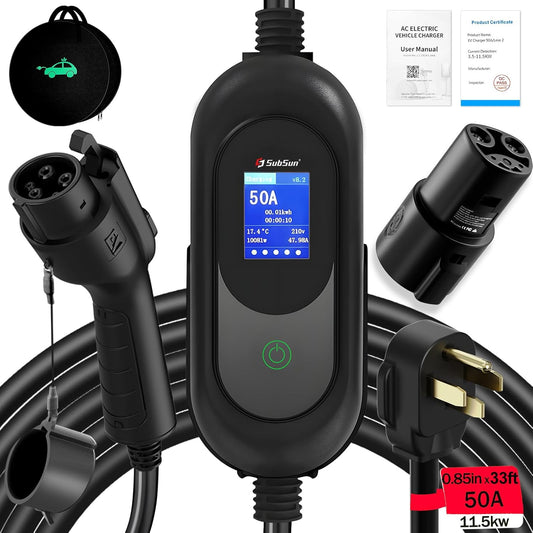 Fast Charge All EVs with SubSun 50A Portable Charger
