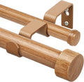 Wood Double Curtain Rod 36 to 72 in - Heavy Duty Telescoping