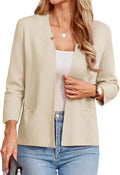 Sweater Blazer 3/4 Sleeve Cropped Cardigan - Lightweight Knit Layer