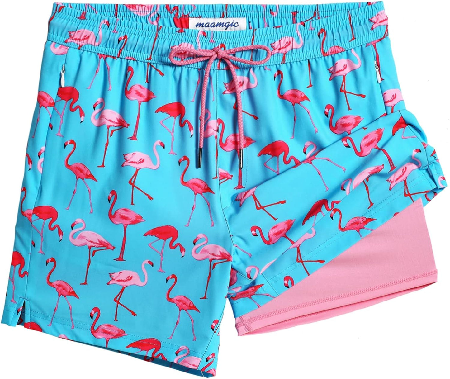 maamgic Mens Swim Trunks with Compression Liner for Comfort