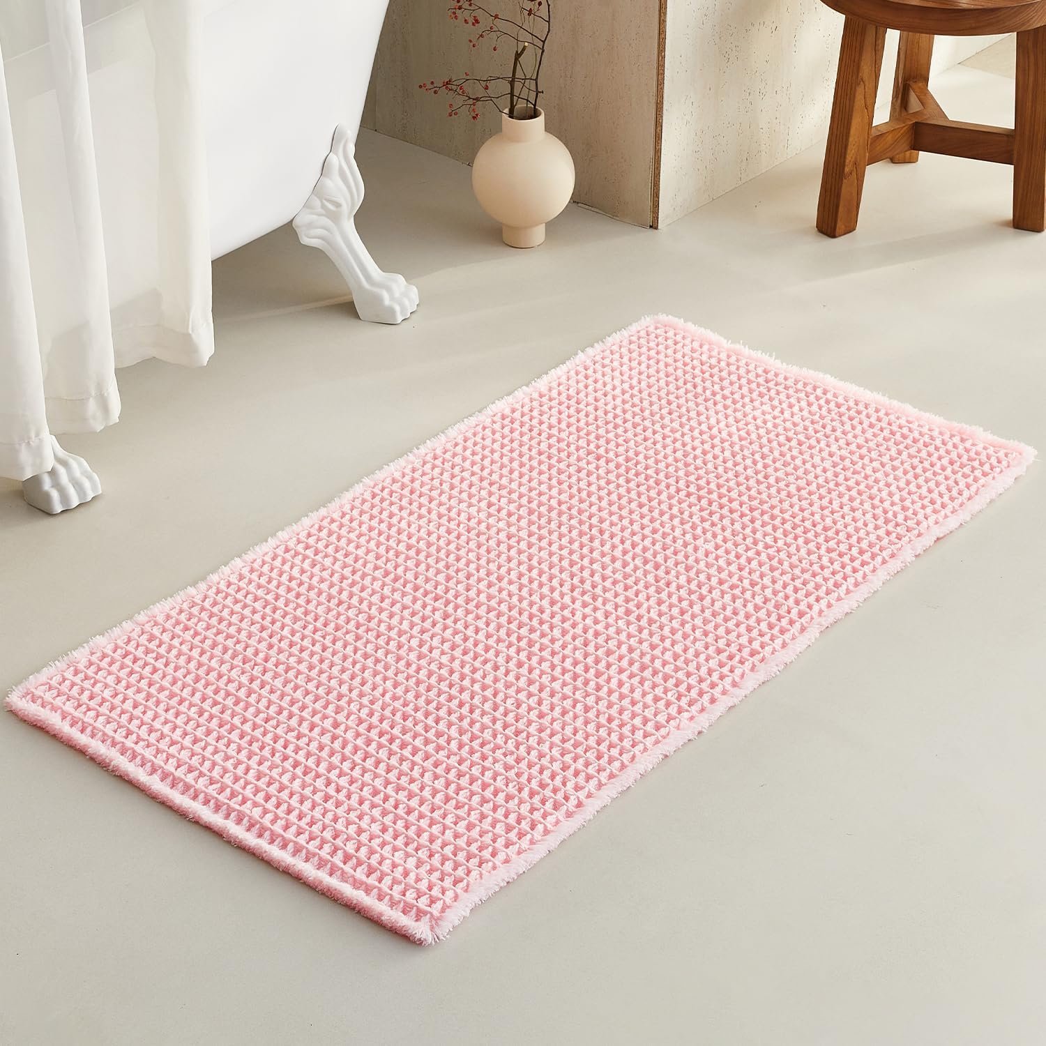Light Peachy Pink Bathroom Rugs for Cozy Spa-Like Retreat