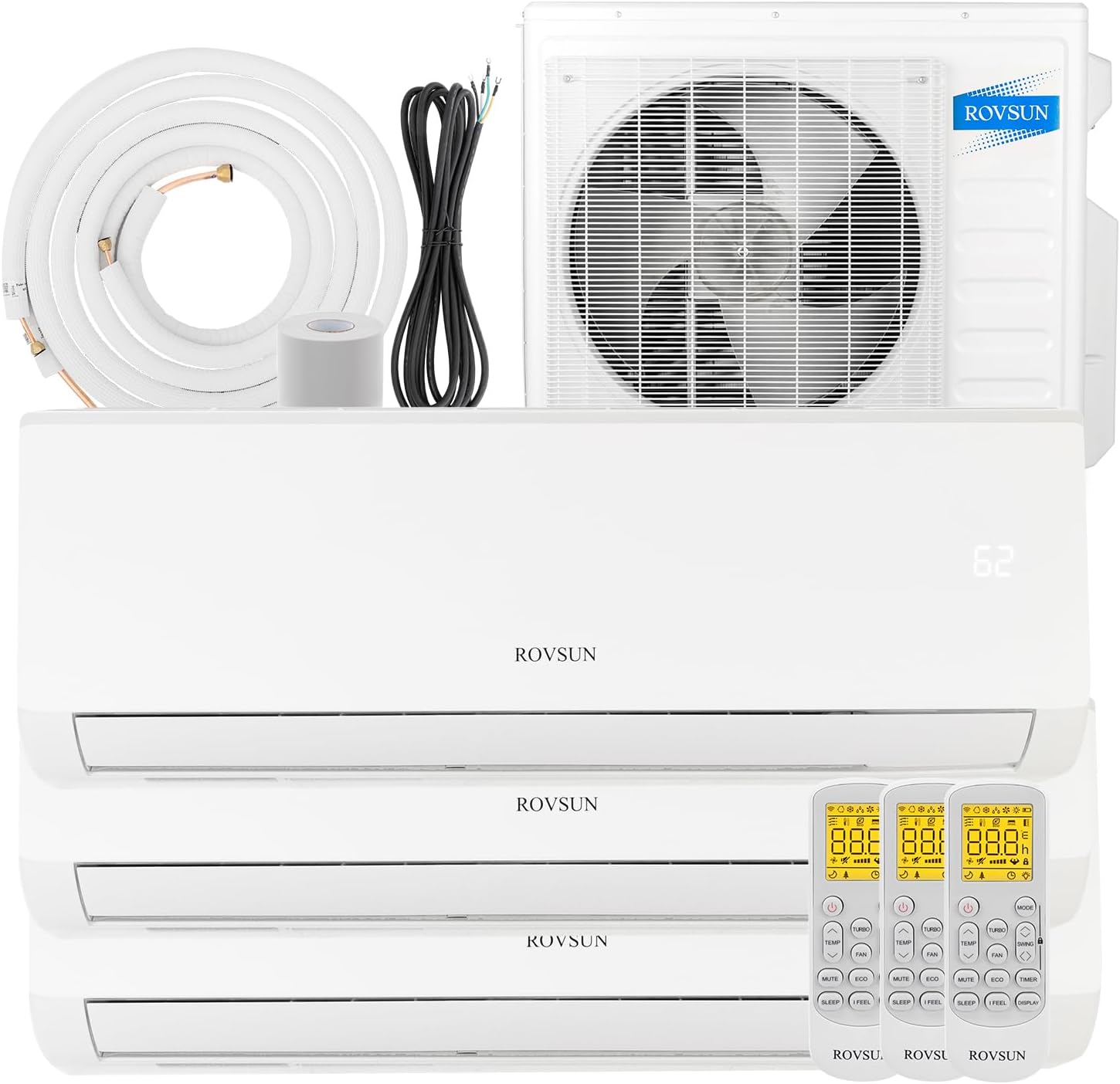 Efficient Tri-Zone Ductless AC/Heating System by ROVSUN