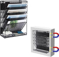 Magnetic File Organizer Mesh 6-Tier Hanging Wall Mount - Space Saving