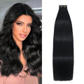 Jet Black Tape in Hair Extensions Human Hair 18 in 40G 20 Pc Pack