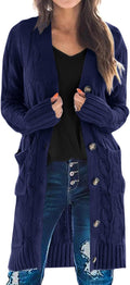 Long Sleeve Cable Knit Long Cardigan for Women - Cozy Fall Layer