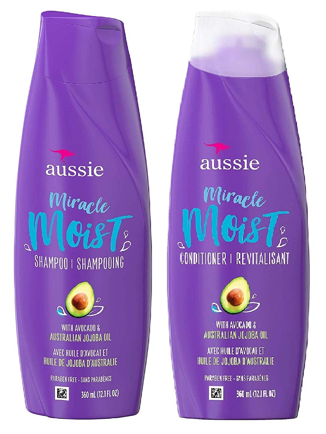 Aussie Miracle Moist Shampoo & Conditioner Set - Hydrating Avocado & Jojoba - 12.1 fl oz