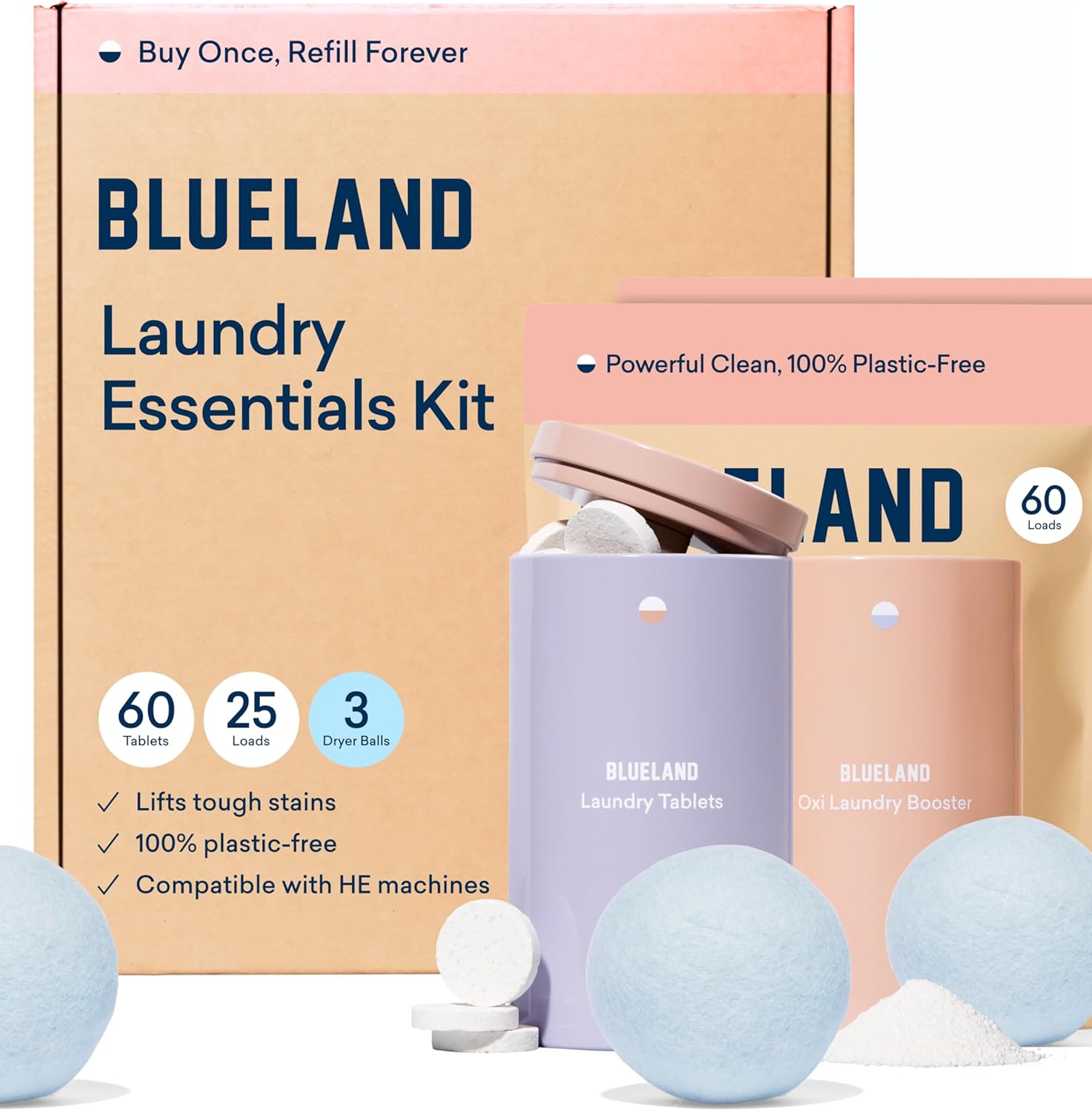 BLUELAND Laundry Essentials Kit for Plastic-Free Cleaning