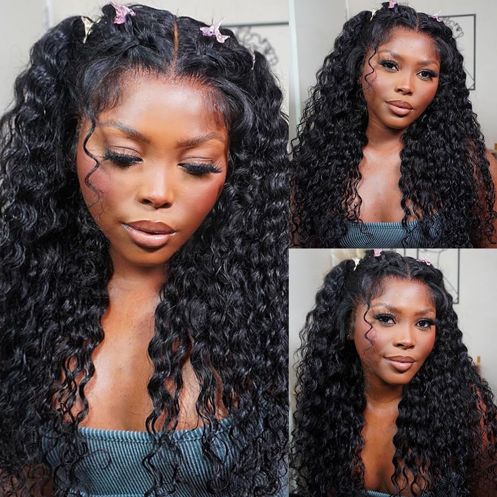 FIRIEYA Deep Wave Lace Front Wigs for Black Women - 20 Inch