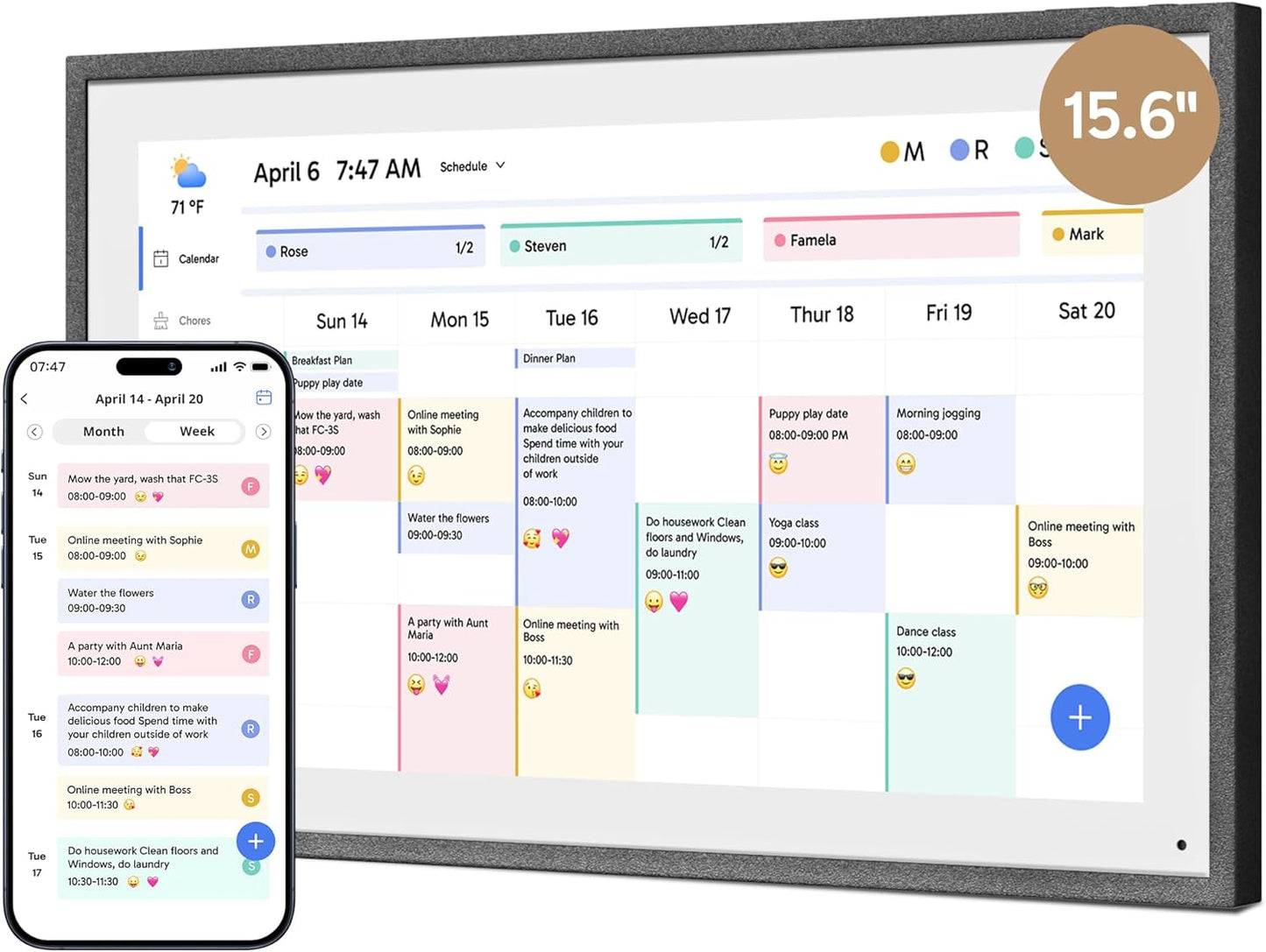 Dragon Touch 15.6in Digital Calendar for Family Scheduling