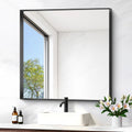 Black Bathroom Mirror 30x30 in Rectangular Framed Mirror - Clear