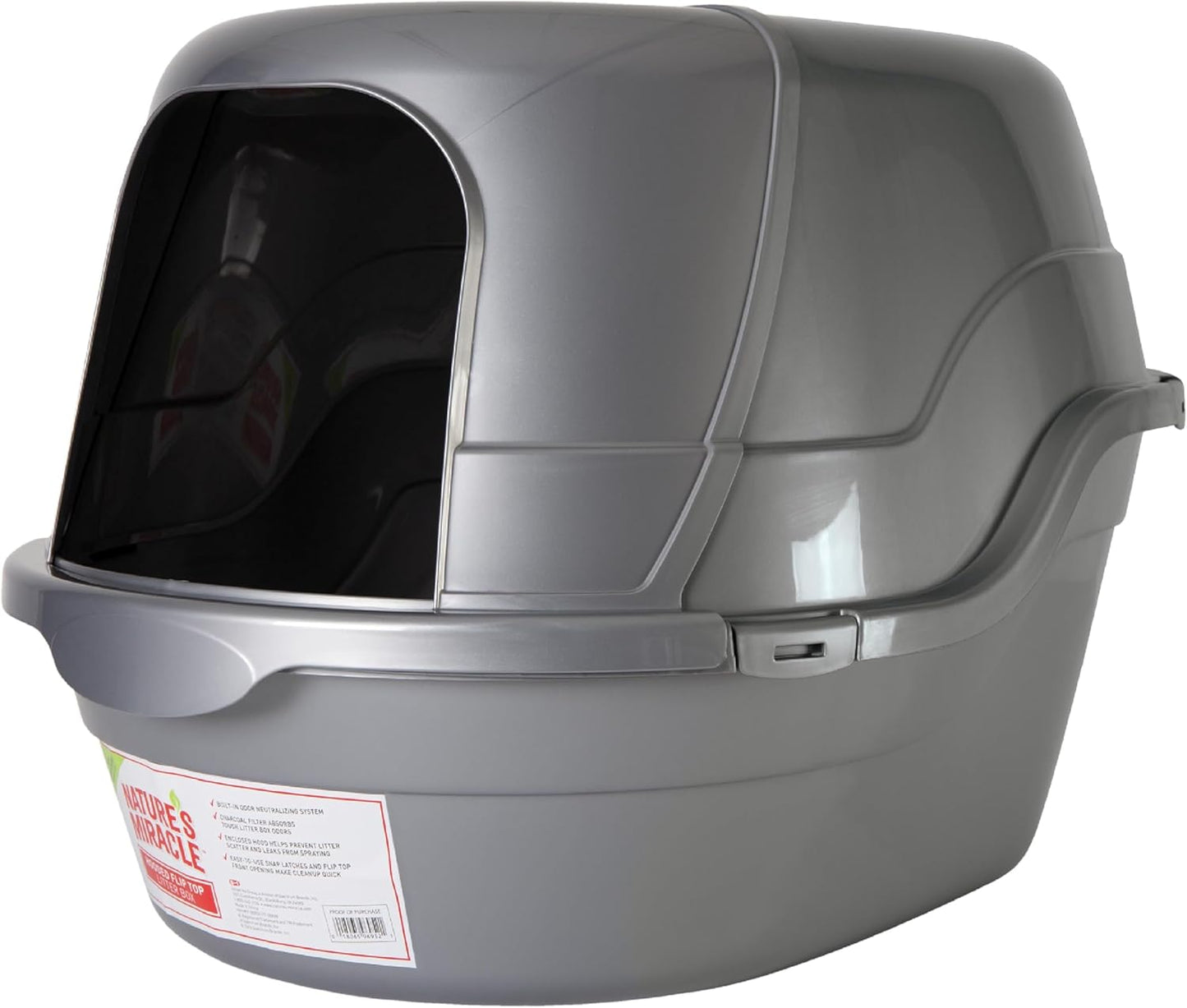 Hooded Flip Top Litter Box with Built-In Odor Control Filter