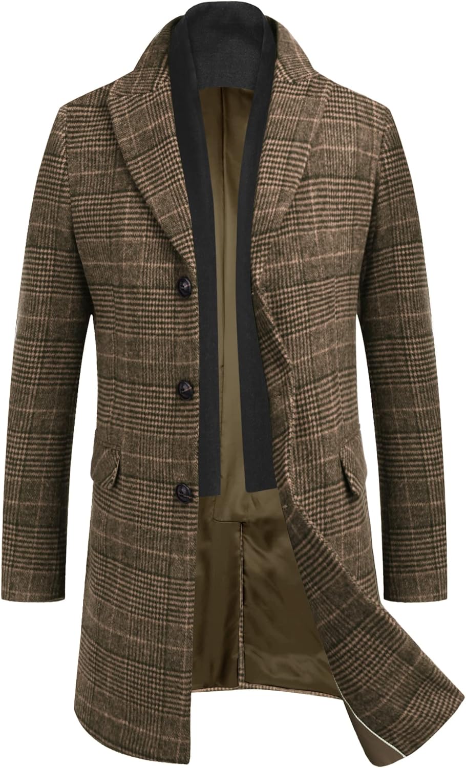 Stylish COOFANDY Men's Wool Blend Coat with Detachable Scarf