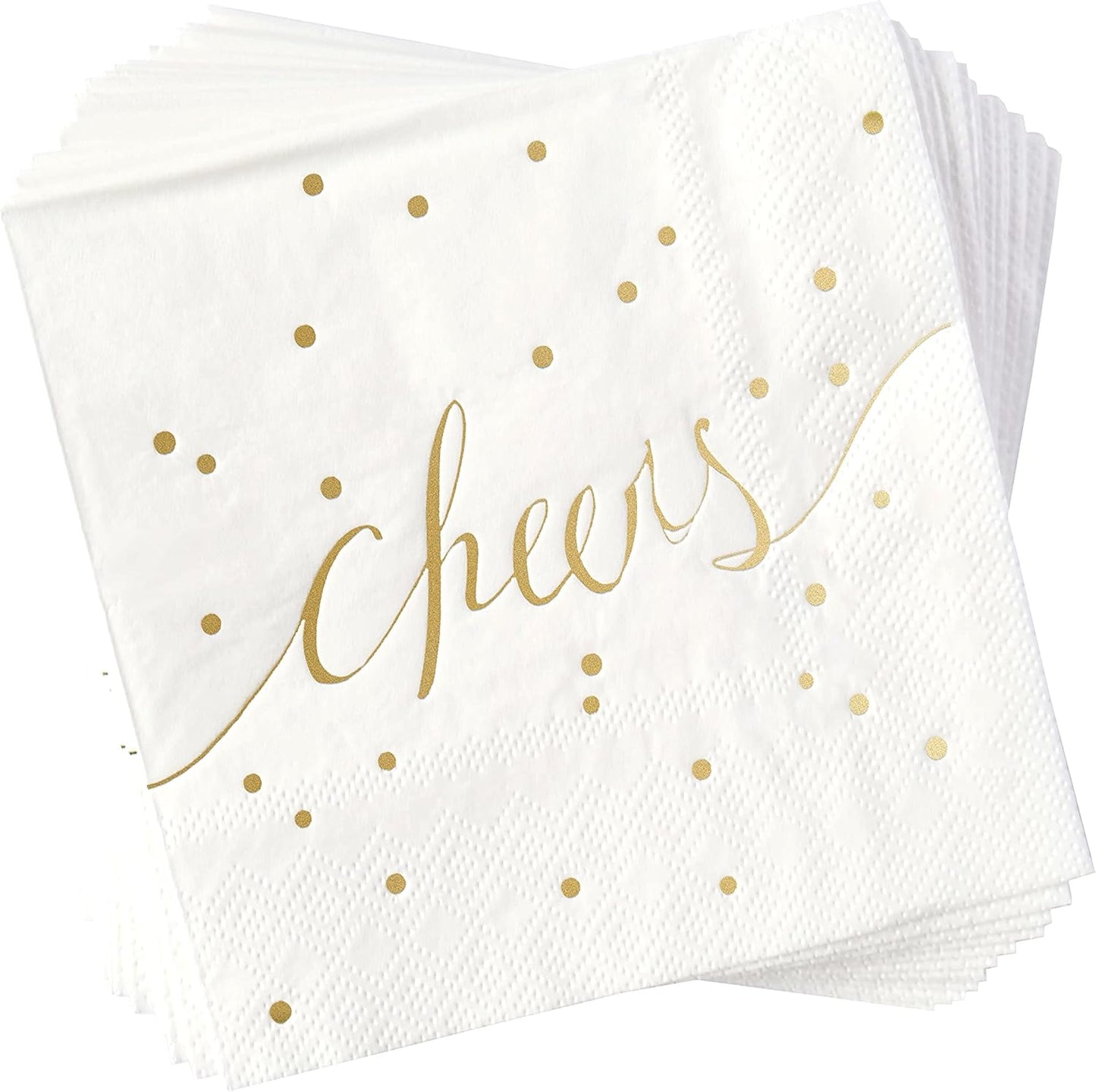 100 White & Gold Disposable Cocktail Napkins by Simple-Glee
