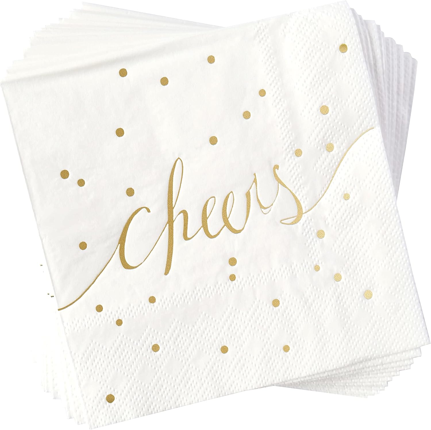 100 White & Gold Disposable Cocktail Napkins by Simple-Glee