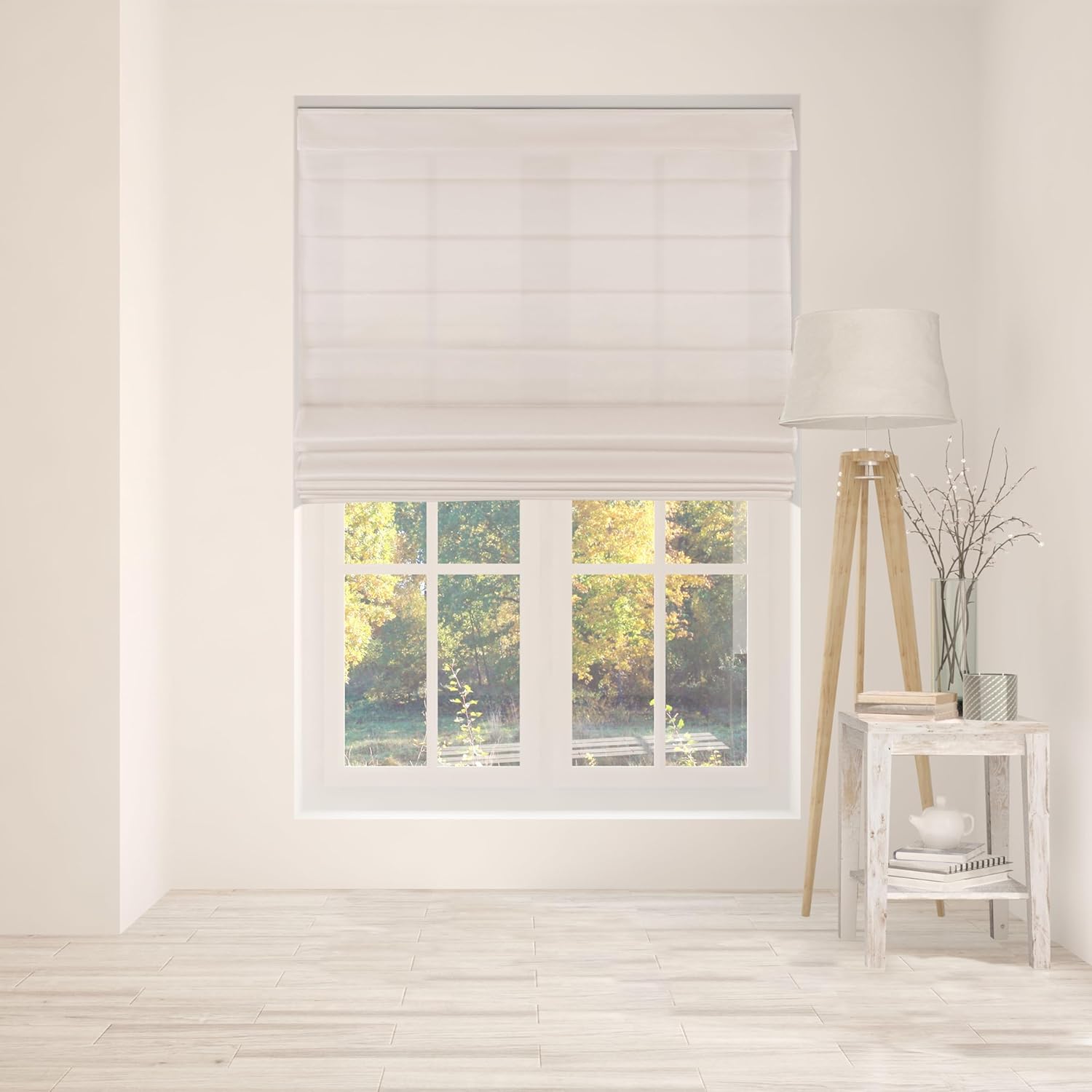Cordless Fabric Roman Shades for Light Filtering Windows
