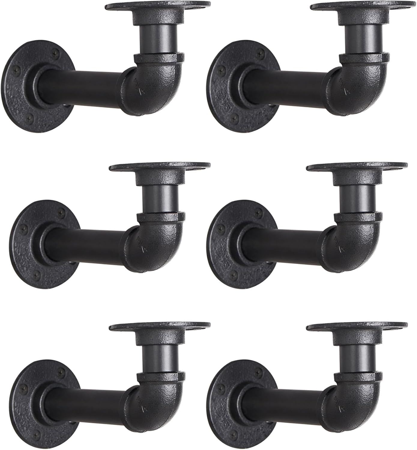 Industrial Pipe Shelf Brackets for 6-12 in Depth Wood Shelves