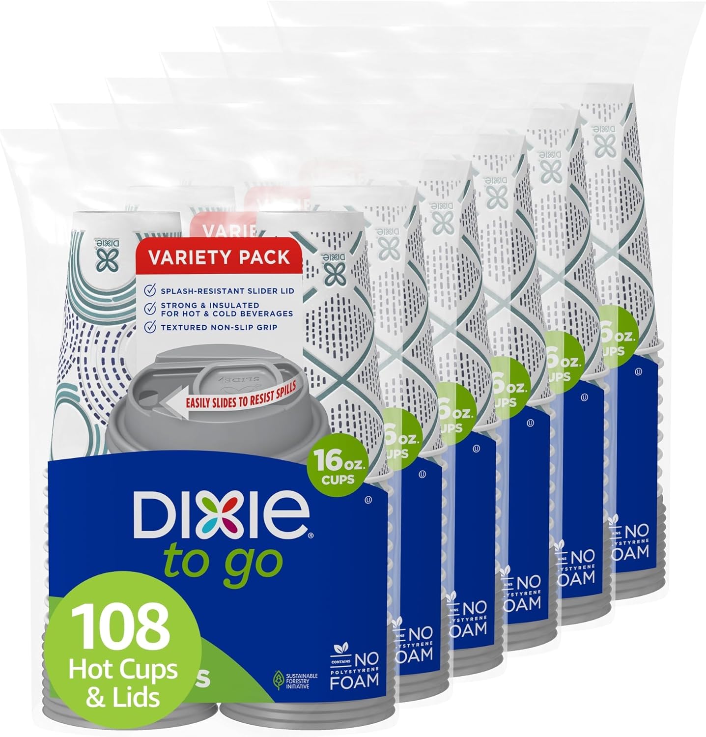 Dixie To Go Paper Coffee Cups with Lids for Hot or Cold Drinks