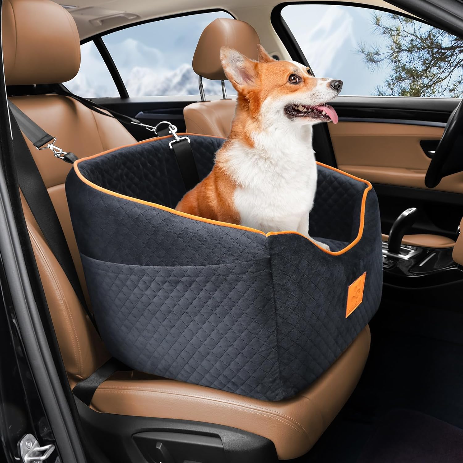 Memory Foam Dog Car Seat for Dogs up to 35 lbs