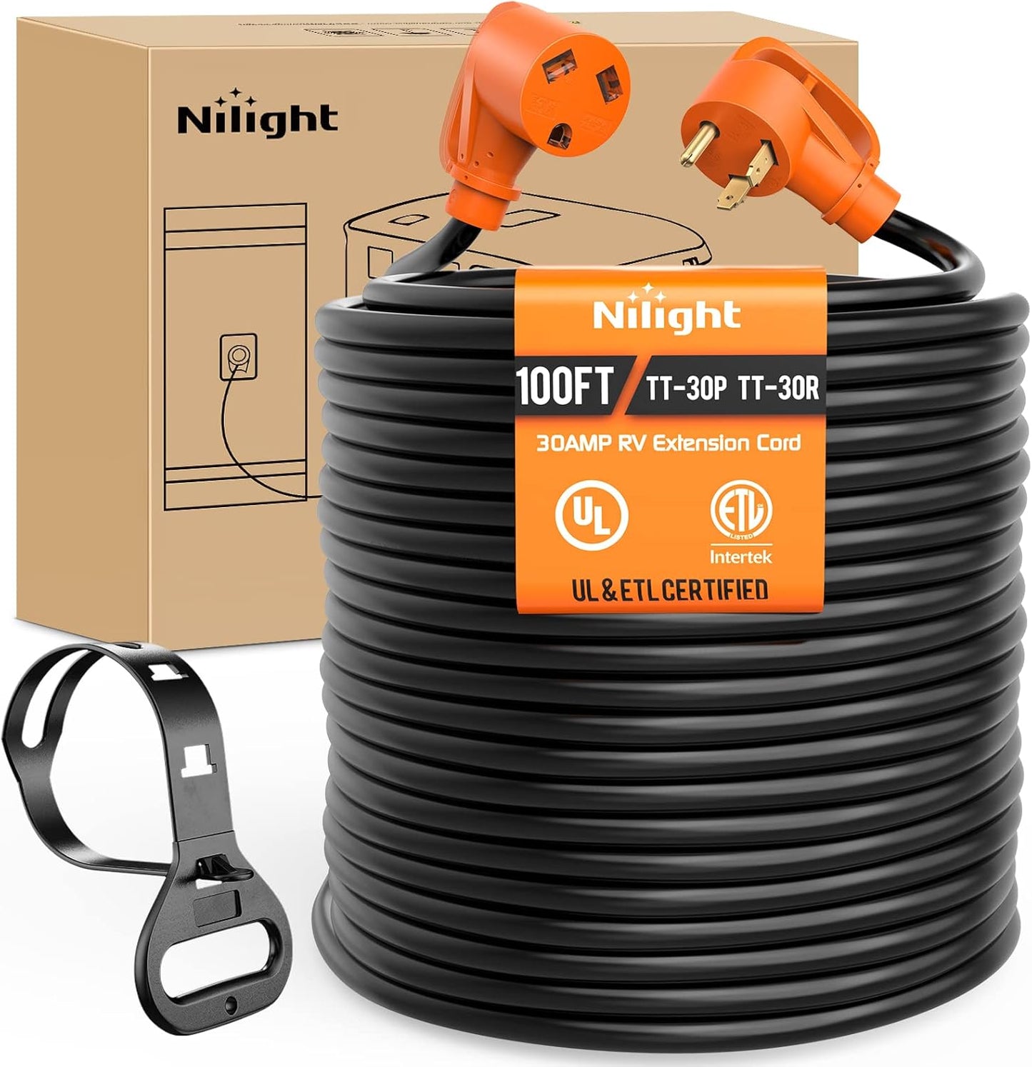 Nilight 30 Amp 100FT RV Extension Cord for Heavy Duty Use