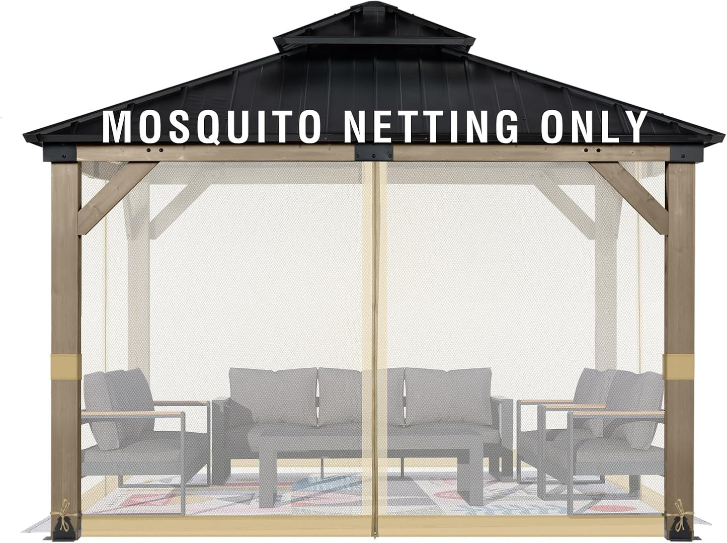 Aoodor 12x12 ft Gazebo Mosquito Netting for Outdoor Spaces