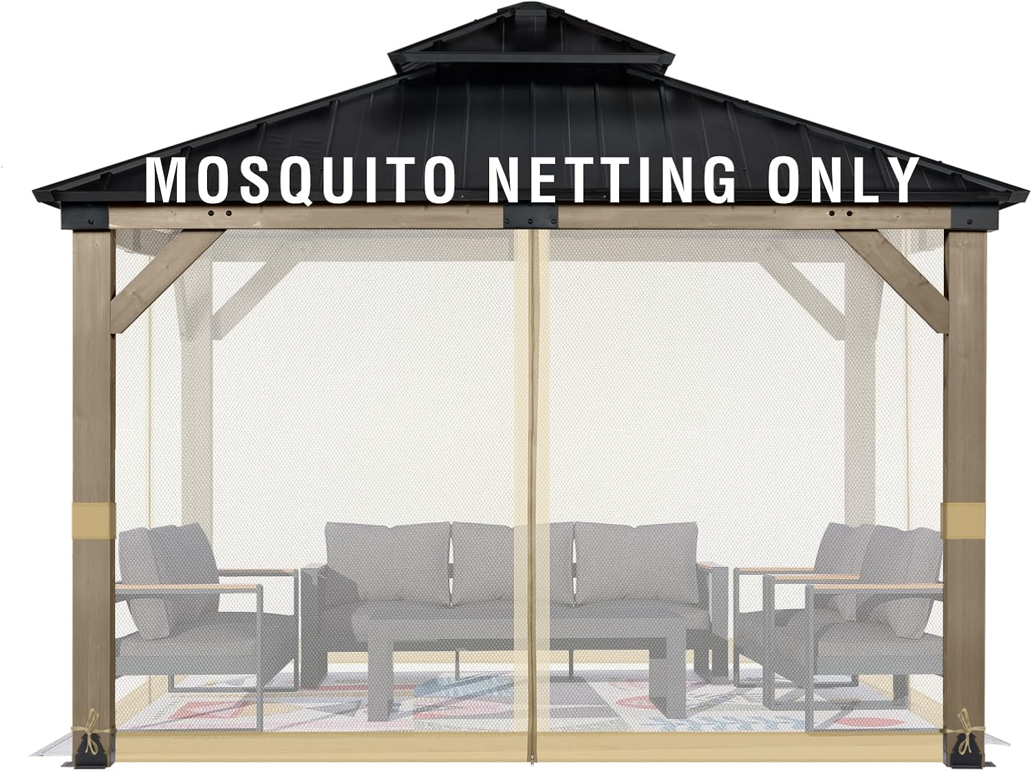 Aoodor 12x12 ft Gazebo Mosquito Netting for Outdoor Spaces
