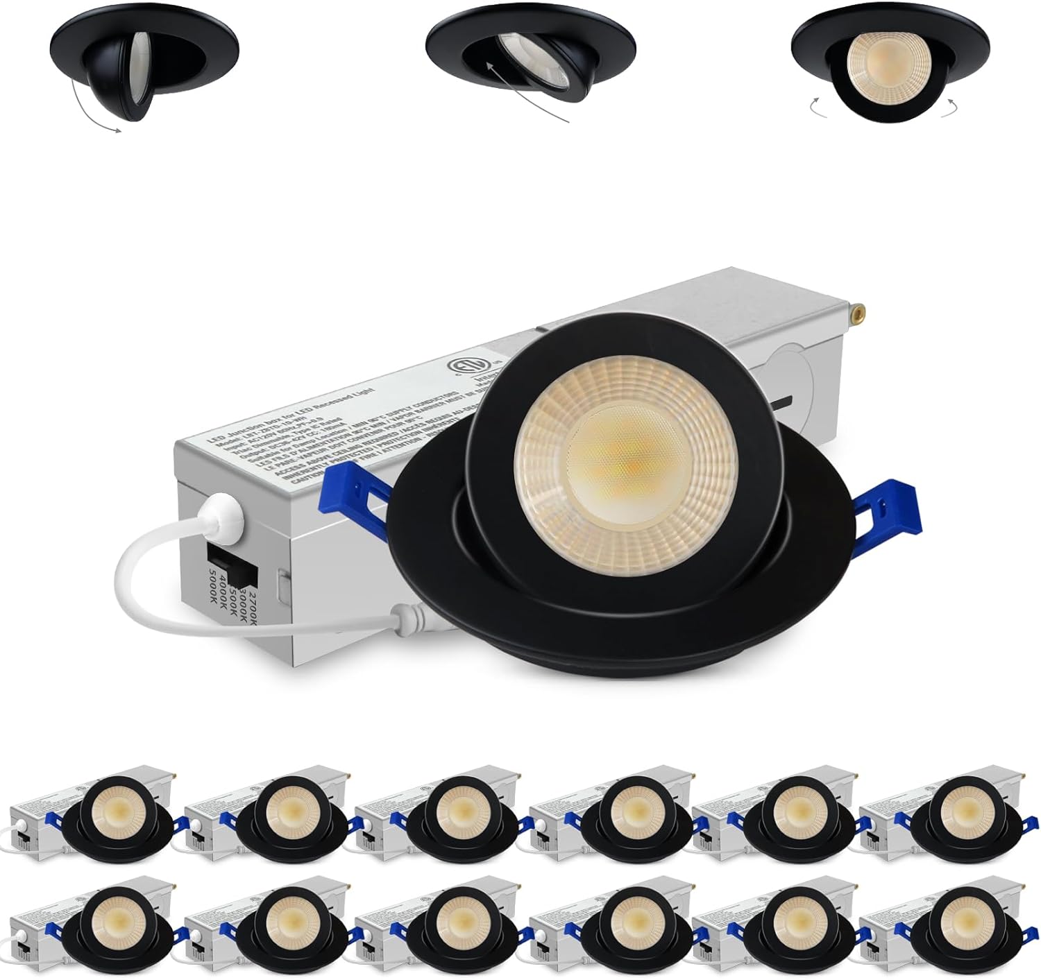 Adetu 2 Inch Gimbal LED Recessed Lighting with Junction Box