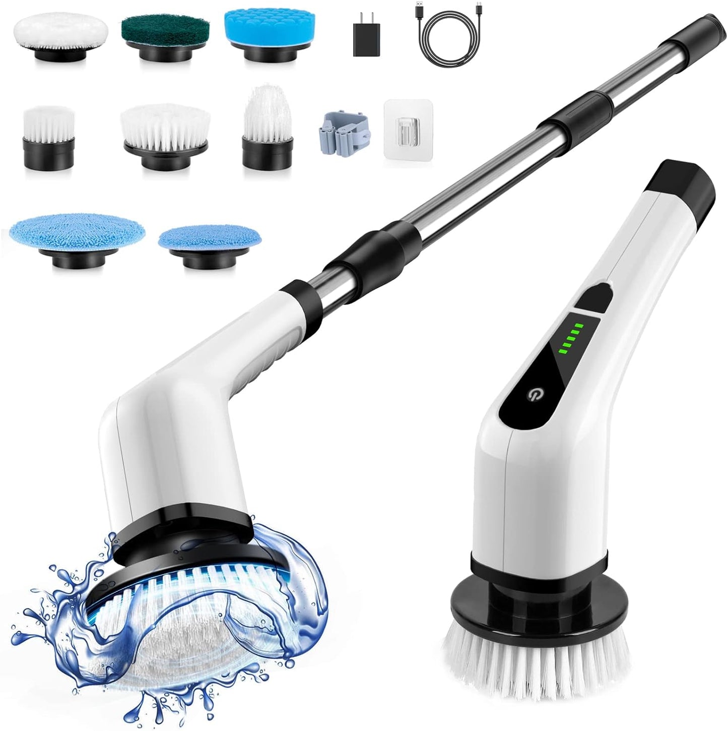 Electric Spin Scrubber with 8 Brush Heads for Deep Cleaning