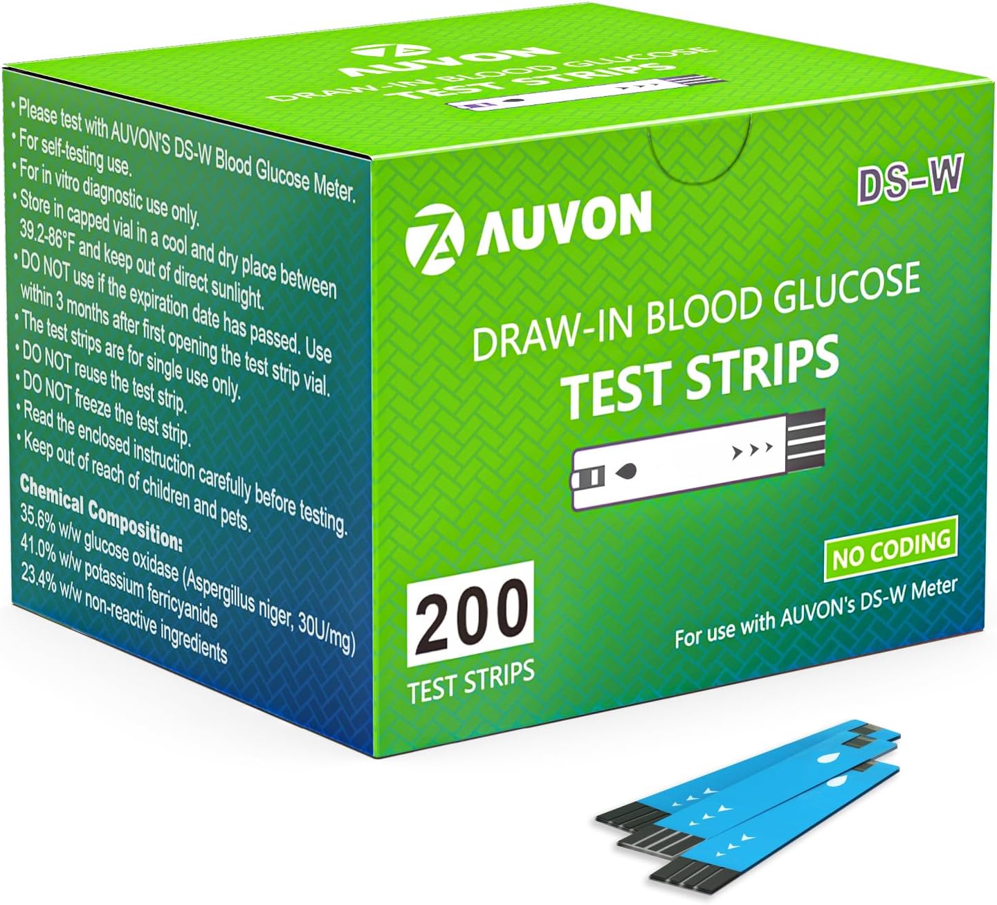 AUVON DS-W Blood Glucose Test Strips for Accurate Testing