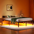 Queen Bed Frame with LED Lights & Charging Station - Quiet 14 in