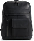 VELEZ Black Leather Backpack - Large 17in Laptop Travel Pack