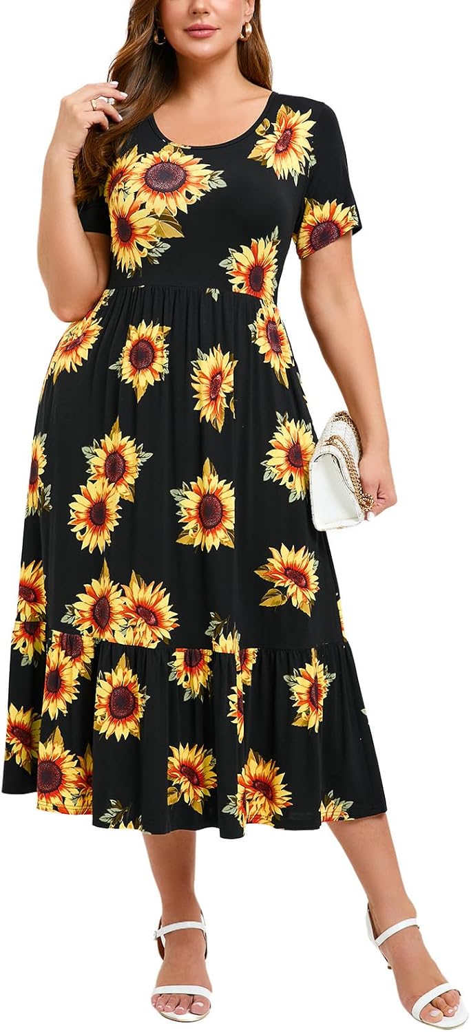 LARACE Plus Size Dresses for Women Casual Summer Maxi Style